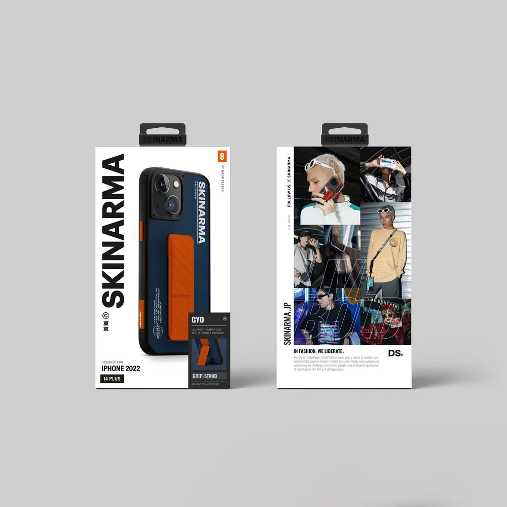 iPhone 14 Plus Standlı Deri Görünümlü Kılıf - Skinarma Gyo