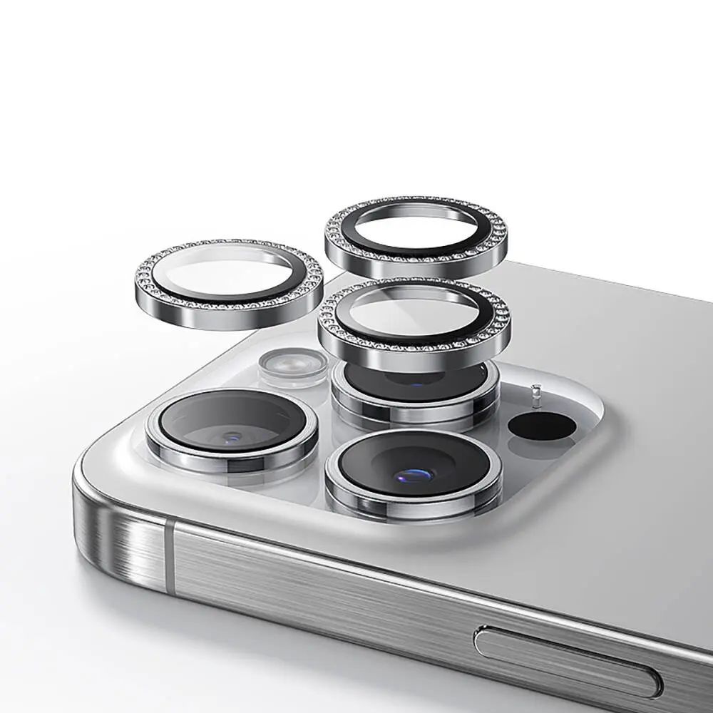 iPhone 14 Pro Kamera Lens Koruyucu, Taşlı Tasarım - Casebang Gem