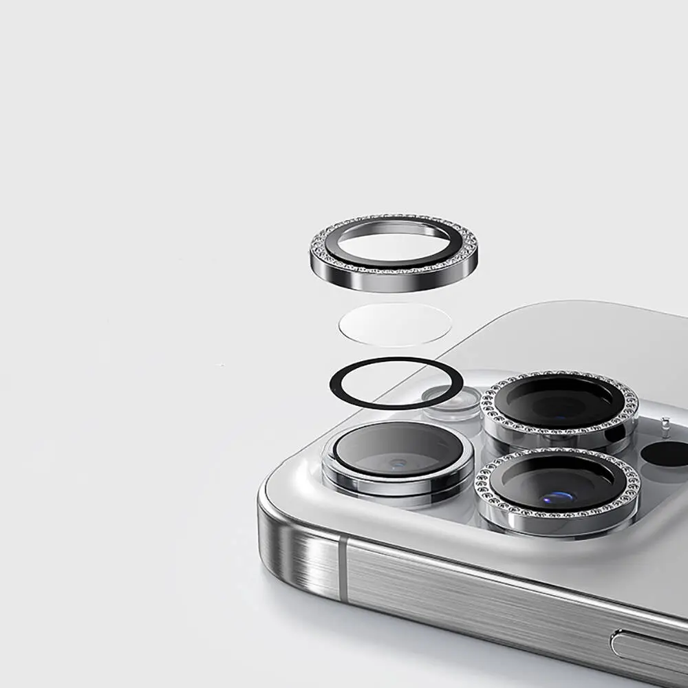 iPhone 14 Pro Kamera Lens Koruyucu, Taşlı Tasarım - Casebang Gem