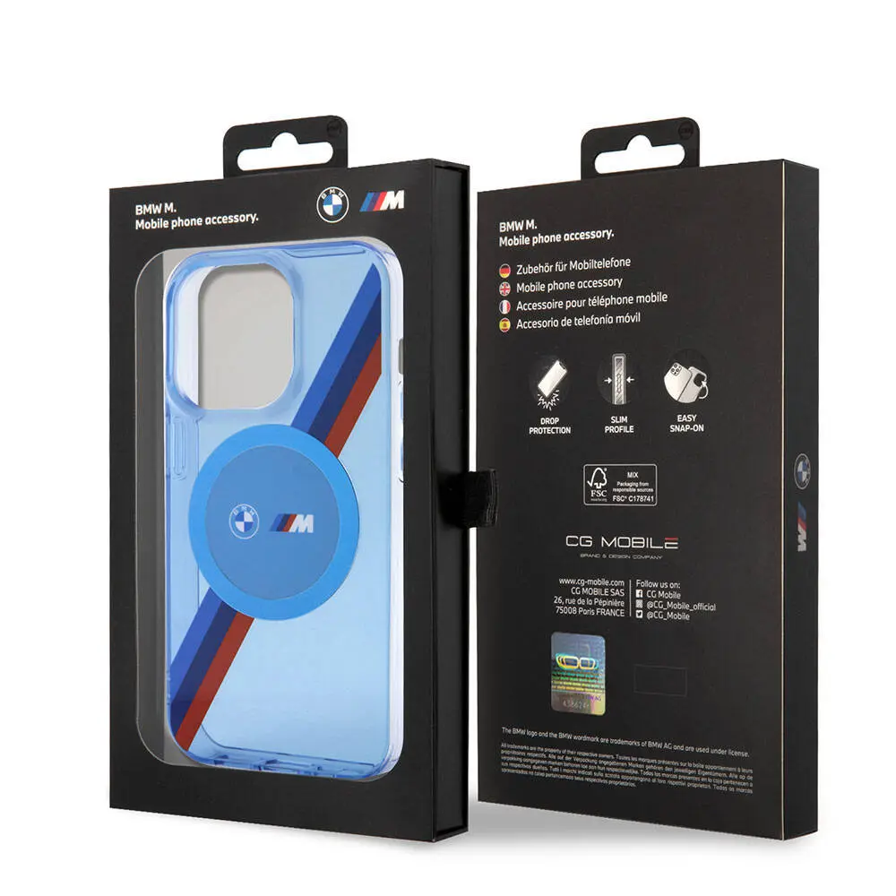 iPhone 14 Pro MagSafe Uyumlu Şeffaf Kılıf - BMW M Tricolor