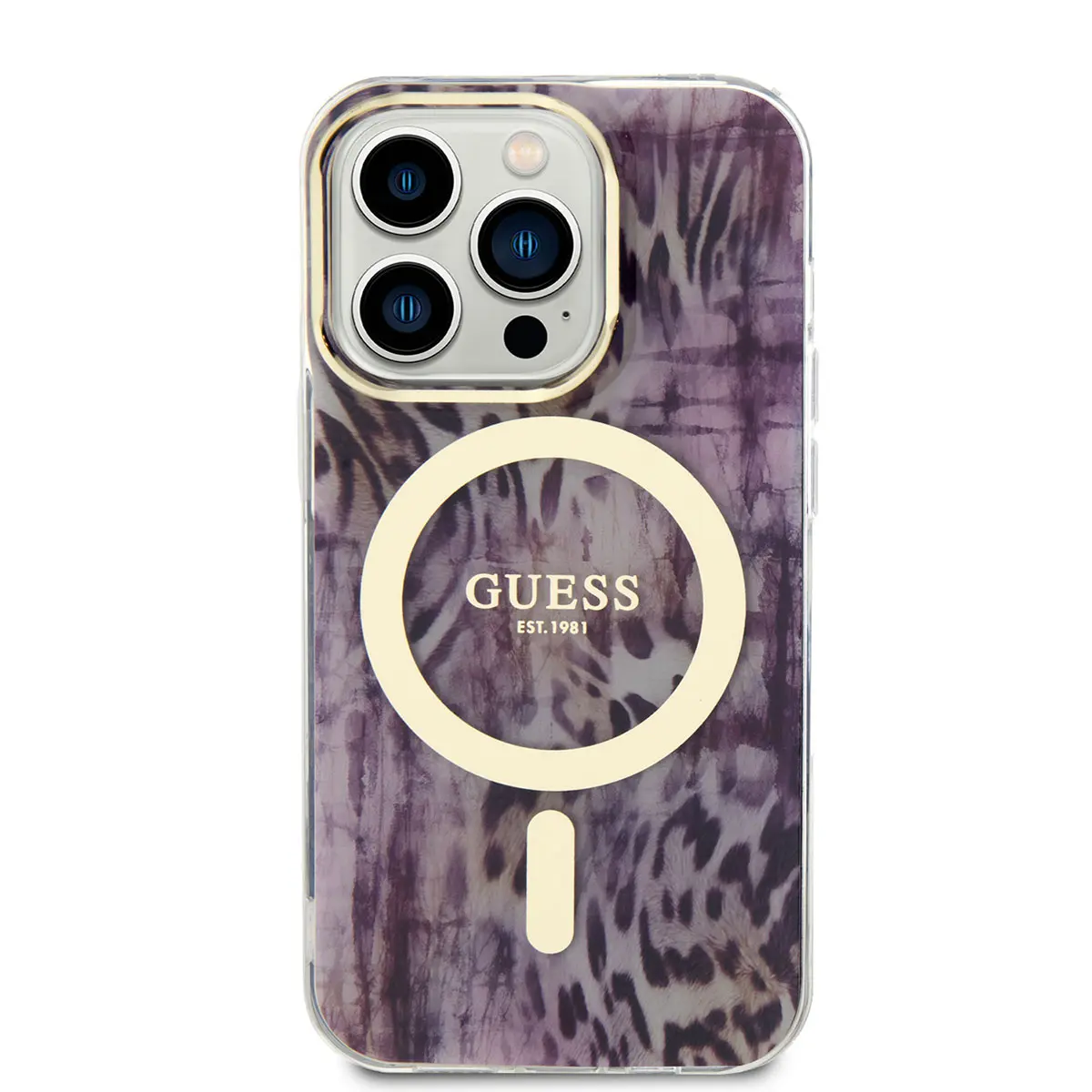 iPhone 14 Pro MagSafe Uyumlu Leopar Desenli Kılıf - Guess