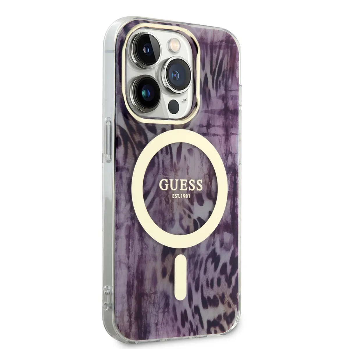 iPhone 14 Pro MagSafe Uyumlu Leopar Desenli Kılıf - Guess