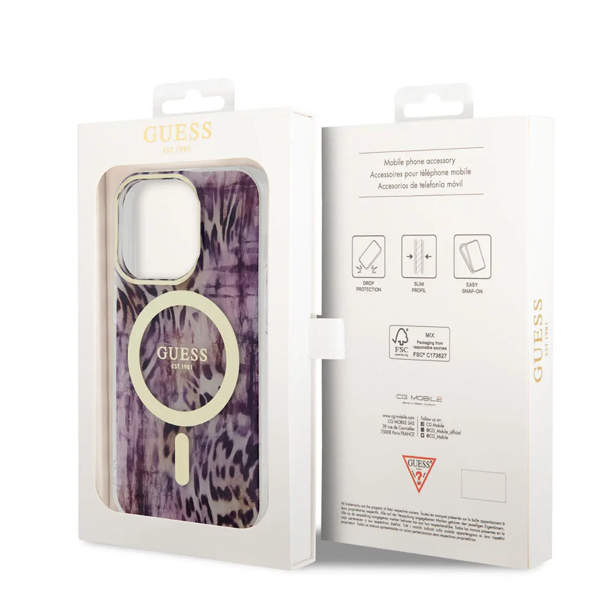 iPhone 14 Pro MagSafe Uyumlu Leopar Desenli Kılıf - Guess