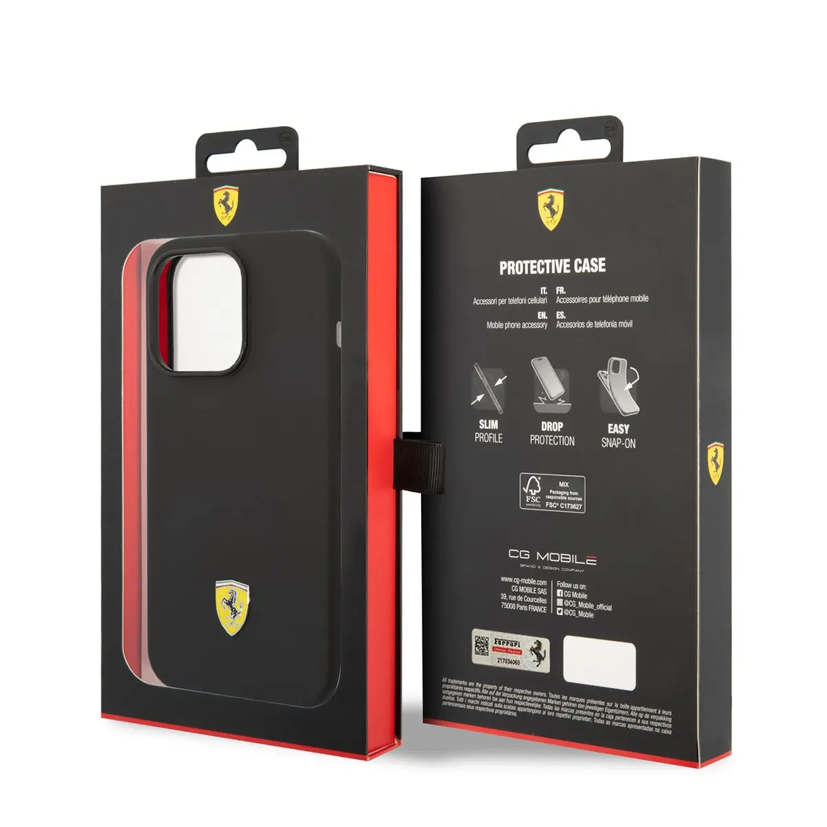 iPhone 14 Pro MagSafe Uyumlu Silikon Kılıf - Ferrari Metal Logo