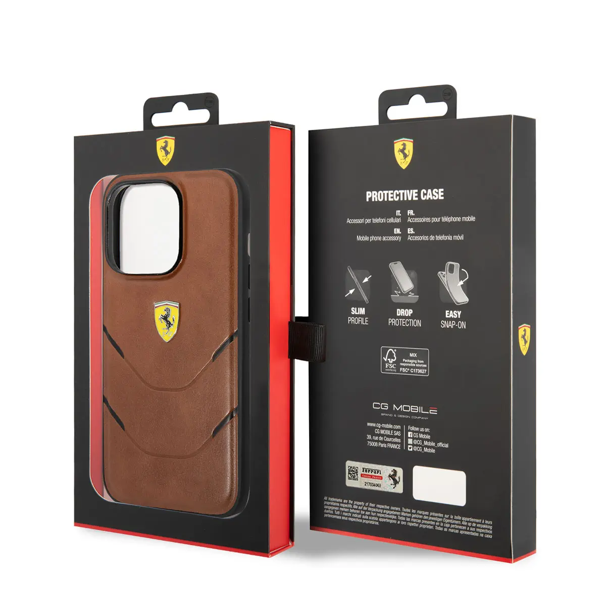 iPhone 14 Pro PU Deri Çizgili Kılıf - Ferrari Lisanslı