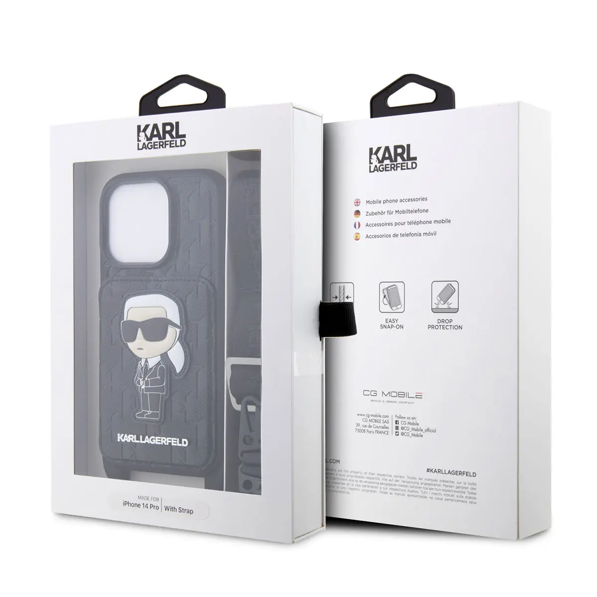 iPhone 14 Pro Kartlıklı Boyun Askılı Kılıf - Karl Lagerfeld Karl Dizayn