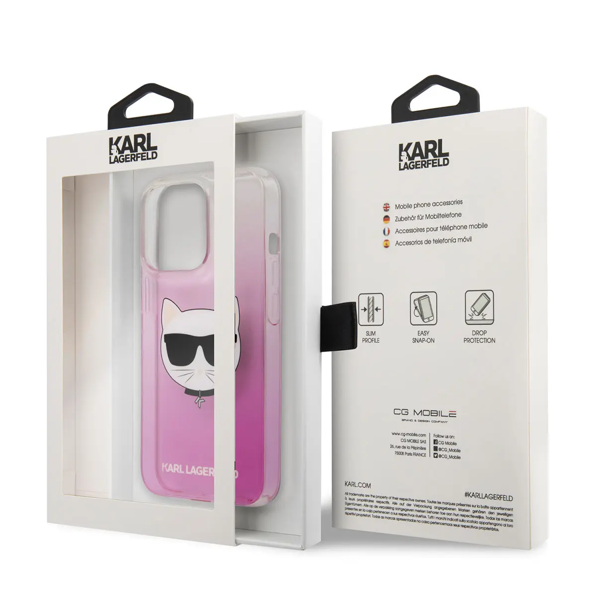 iPhone 14 Pro Sert TPU Kılıf, Choupette Dizayn - Karl Lagerfeld