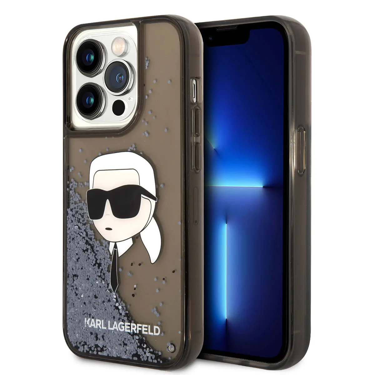iPhone 14 Pro Sıvılı Simli Karl Head Desenli Kılıf - Karl Lagerfeld