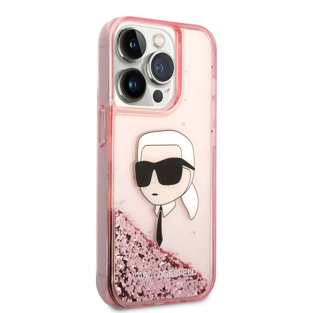 iPhone 14 Pro Sıvılı Simli Karl Head Desenli Kılıf - Karl Lagerfeld