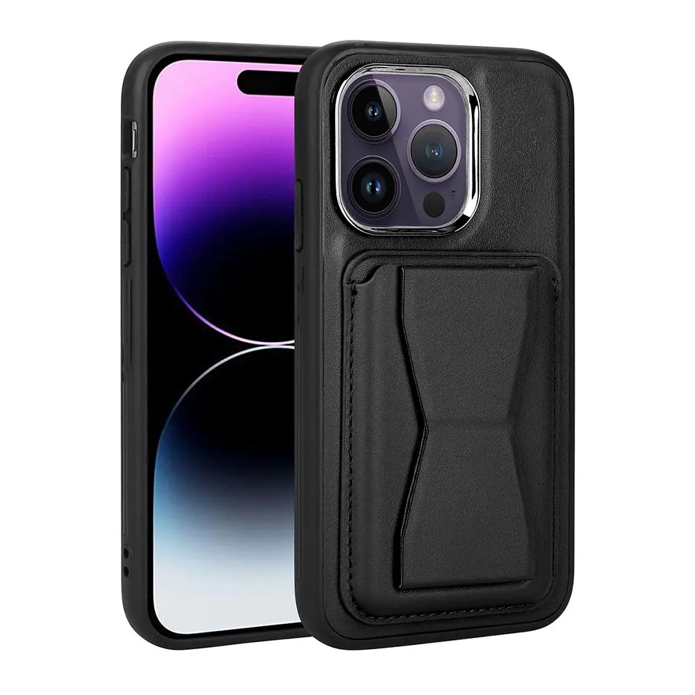 iPhone 14 Pro Kartlıklı ve Standlı PU Deri Kılıf - Zore Memo
