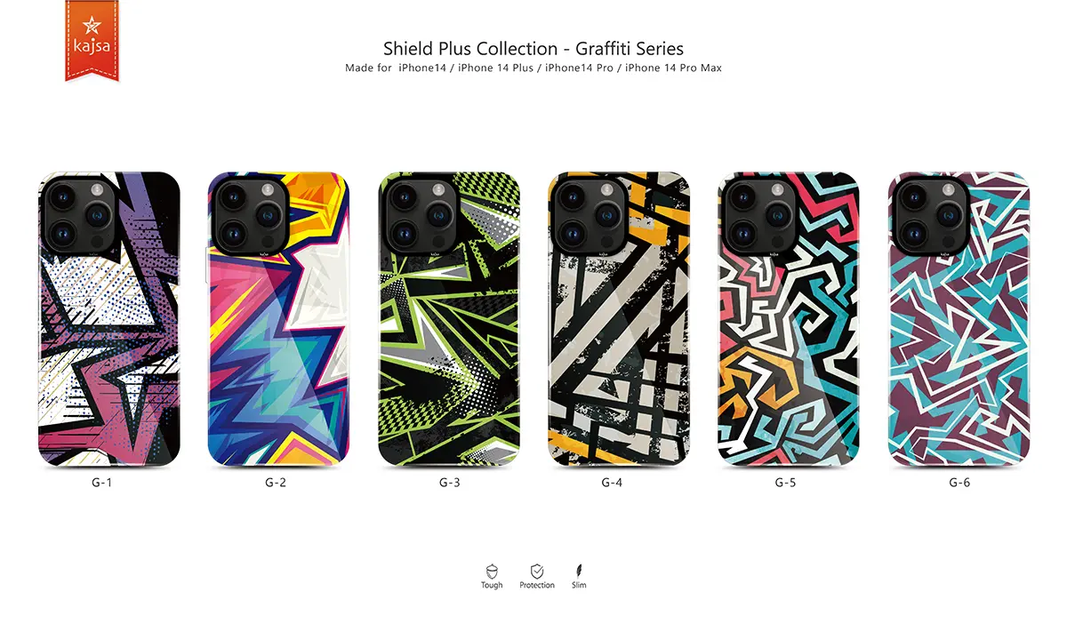 iPhone 14 Pro HD Desenli Kılıf - Kajsa Shield Plus Grafiti Serisi