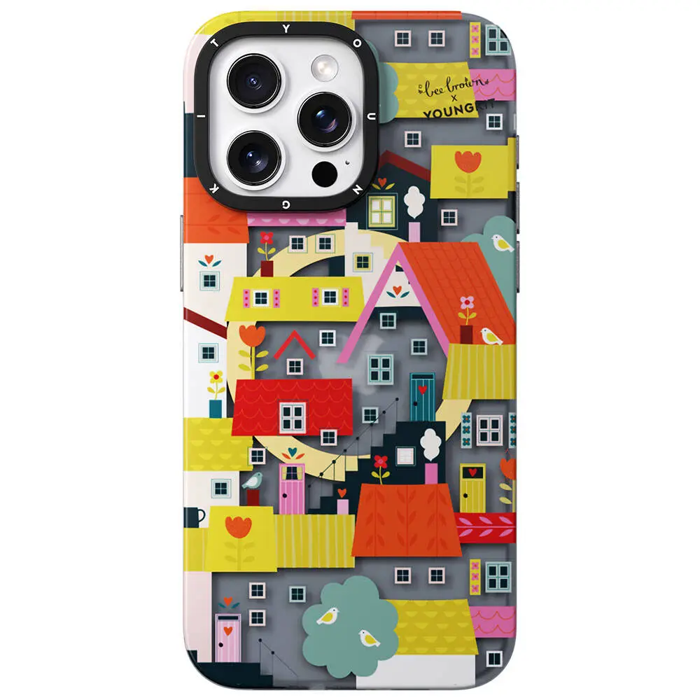 iPhone 14 Pro MagSafe Uyumlu Kılıf - Youngkit Colorful Life Bee Brown
