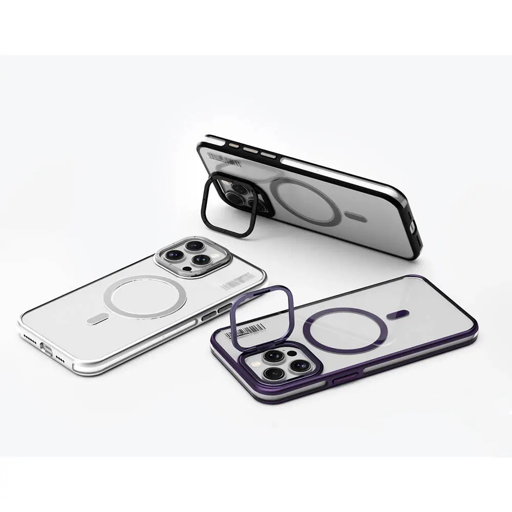 Apple iPhone 14 Pro Kılıf M-safe Şarj Özellikli Sararma Önleyici Youngkit Crystal Grid Kapak