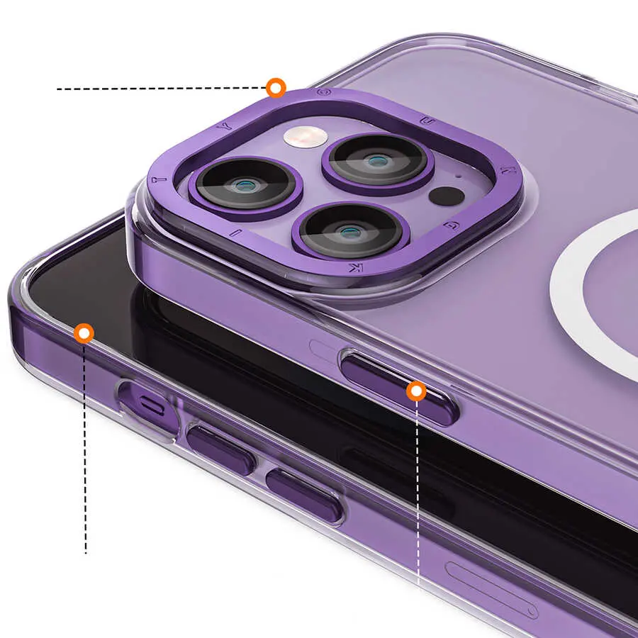 iPhone 14 Pro MagSafe Uyumlu Şeffaf Kılıf - Youngkit Coloured Glaze
