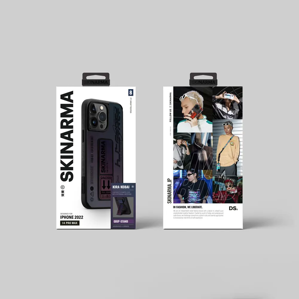 iPhone 14 Pro Standlı Deri Görünümlü Kılıf - Skinarma Kira Kobai
