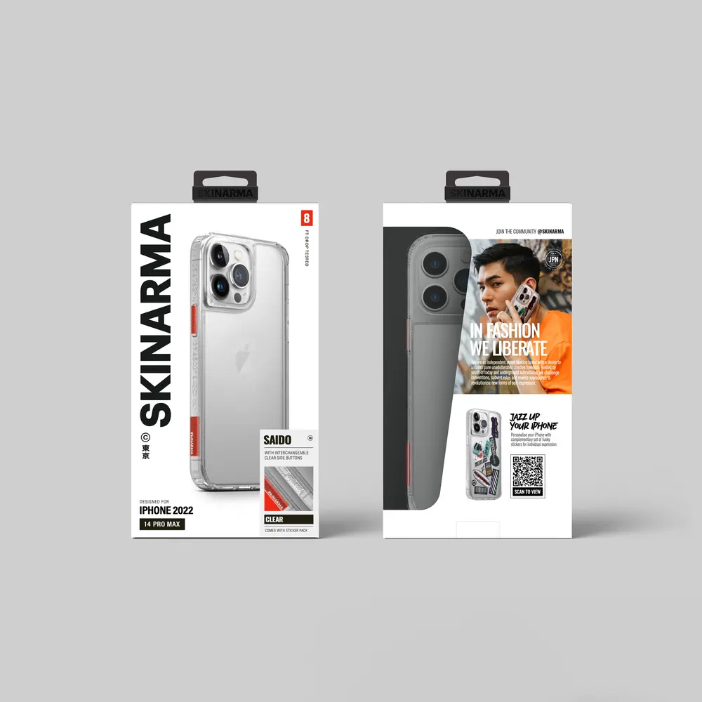 iPhone 14 Pro Şeffaf Airbag Tasarımlı Kılıf - Skinarma Saido