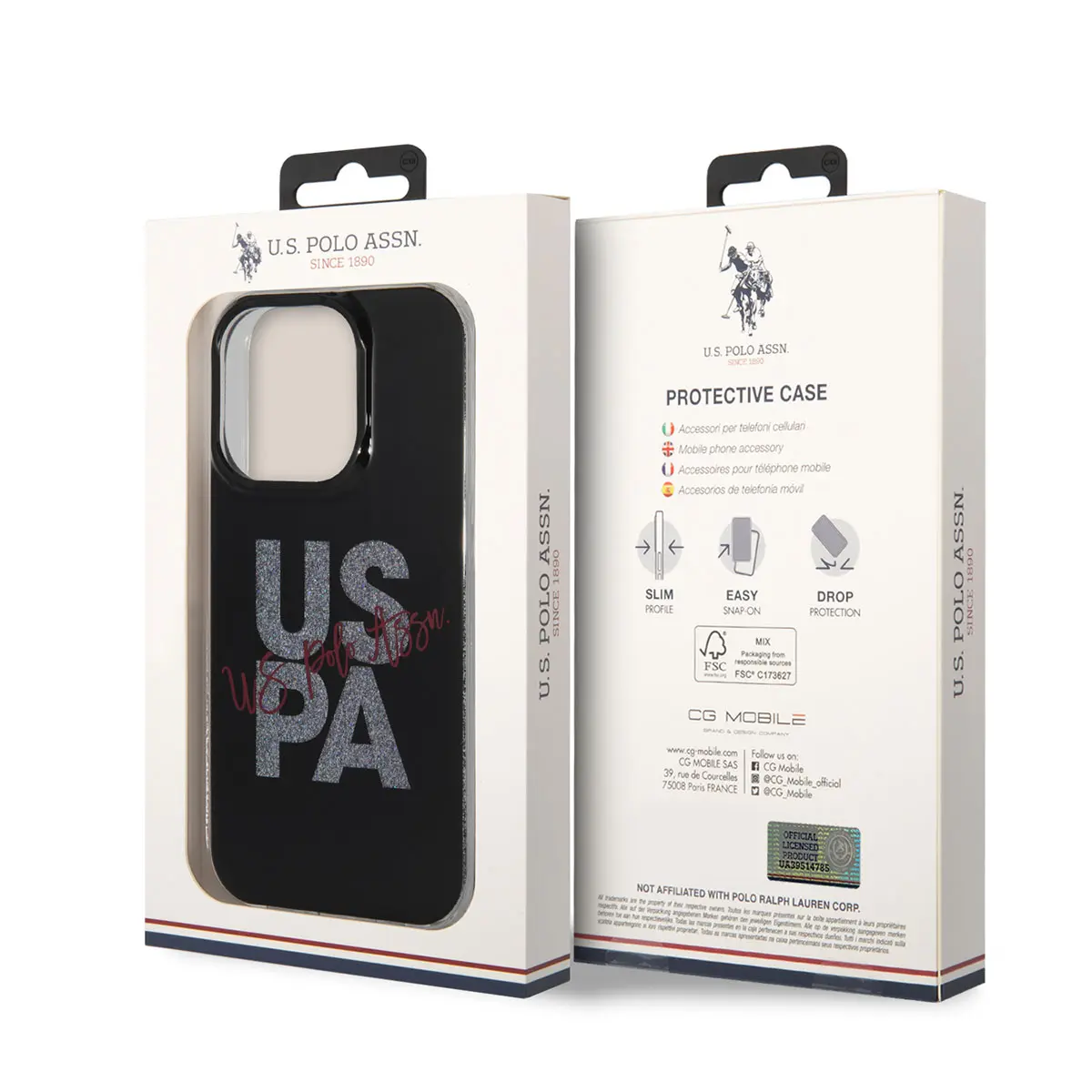iPhone 14 Pro Simli Parlak Alfabe Tasarım Kılıf - U.S. Polo Assn.