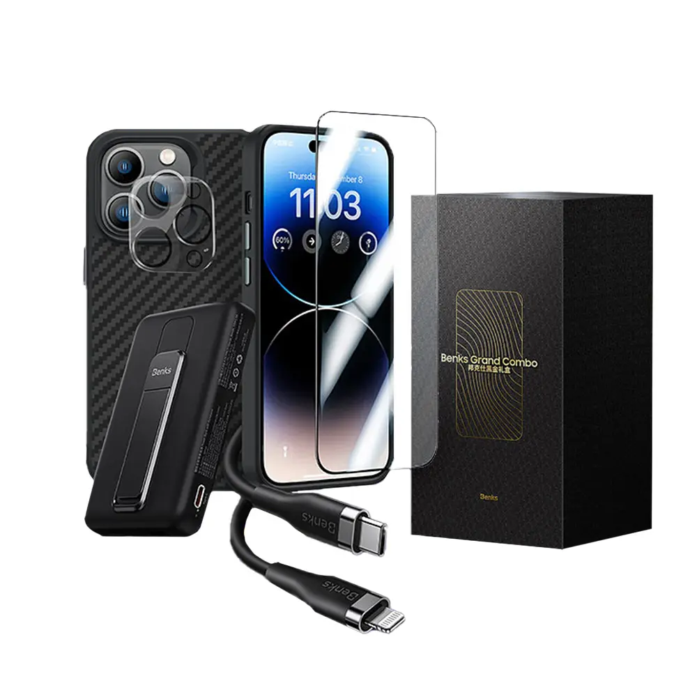 iPhone 14 Pro Max 5'i 1 Arada Aksesuar Seti - Benks Grand Combo New