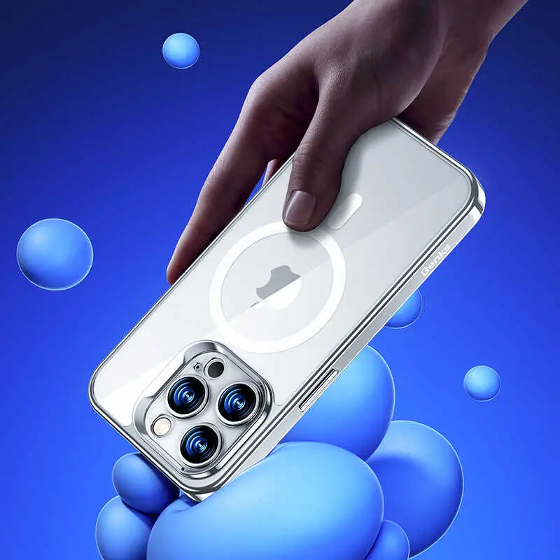iPhone 14 Pro Max MagSafe Uyumlu Cam Yüzeyli Kılıf - Benks Electroplated