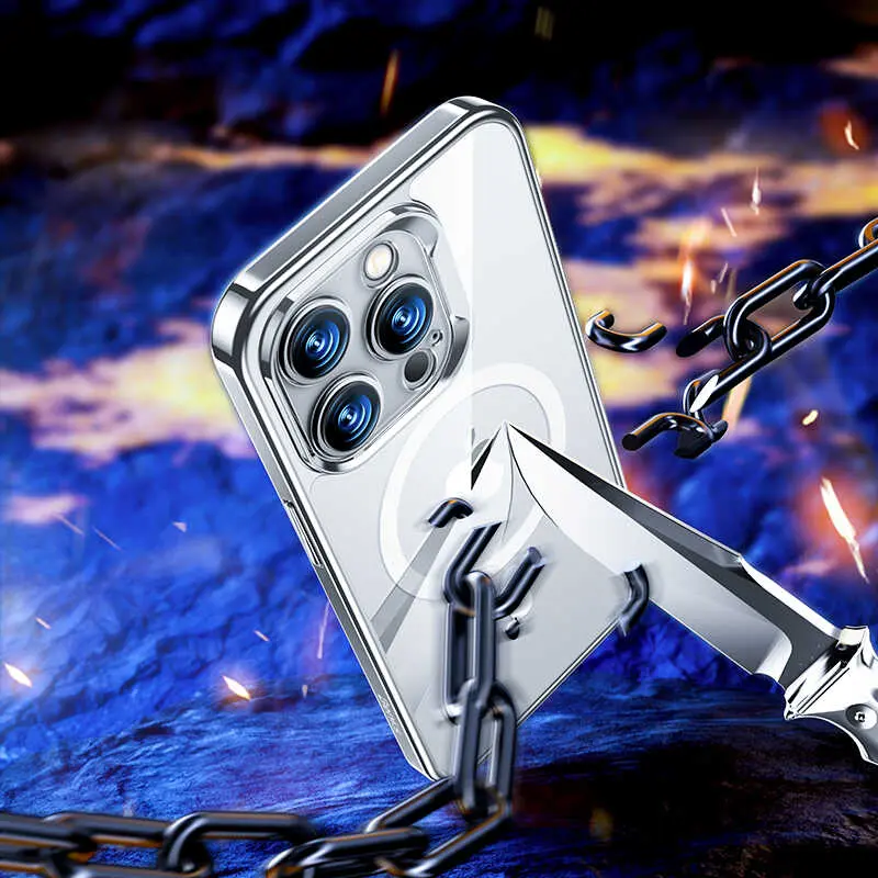 iPhone 14 Pro Max MagSafe Uyumlu Cam Yüzeyli Kılıf - Benks Electroplated