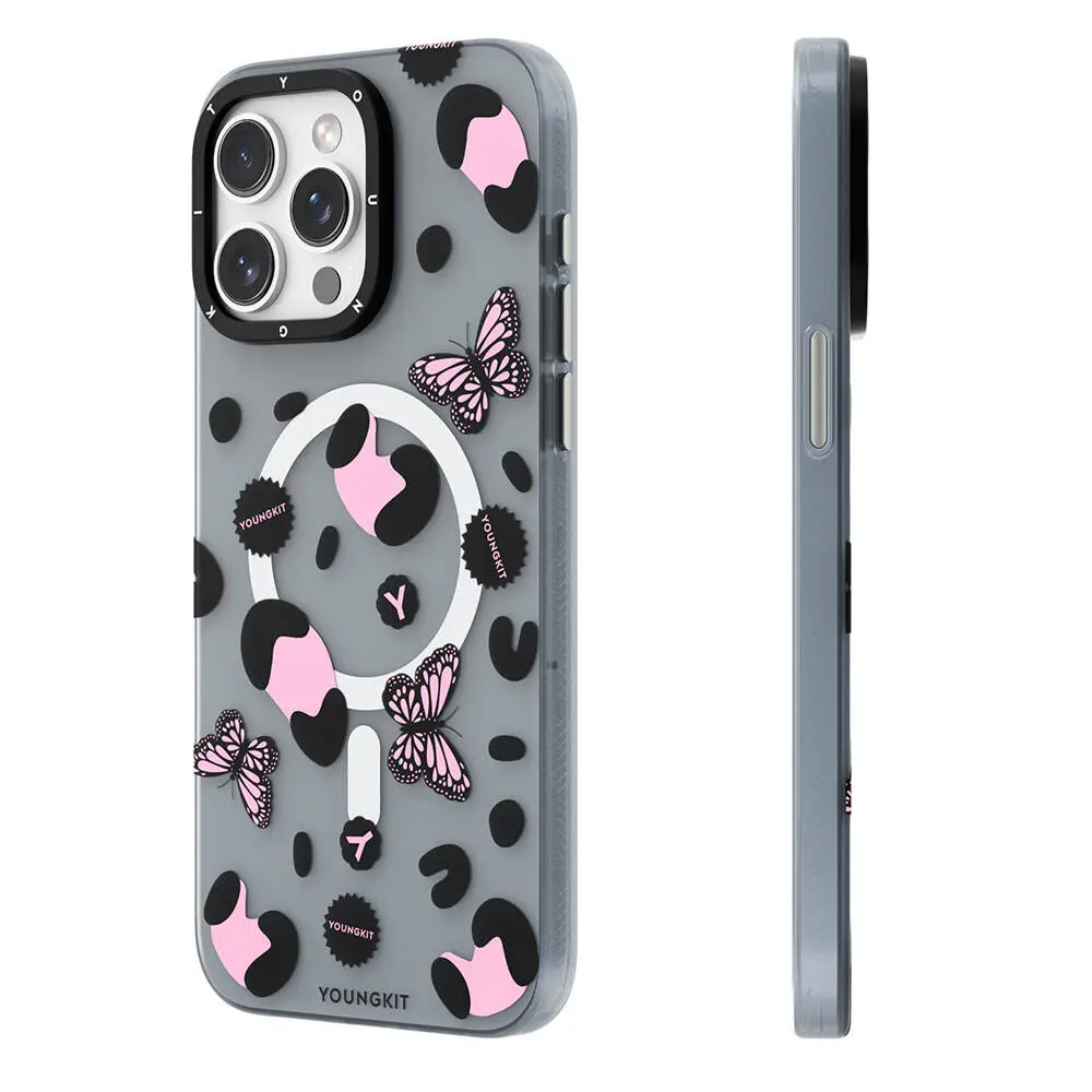 iPhone 14 Pro Max MagSafe Uyumlu Kelebek Desenli Kılıf - Youngkit Shadow Dance
