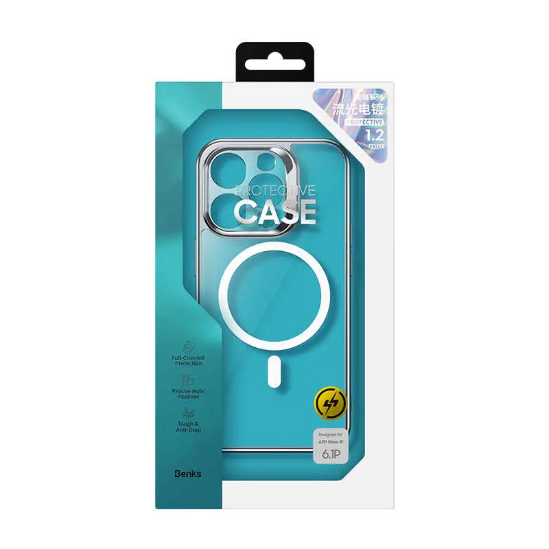 iPhone 14 Pro Max MagSafe Uyumlu Cam Arka Yüzeyli Kılıf - Benks Electroplated