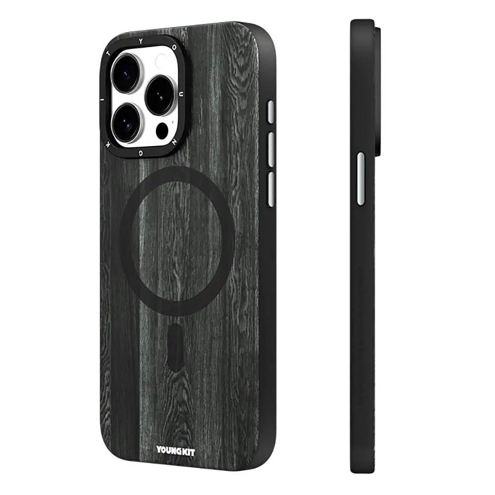 iPhone 14 Pro Max MagSafe Uyumlu Sararmaya Dayanıklı Kılıf - Youngkit Wood Forest