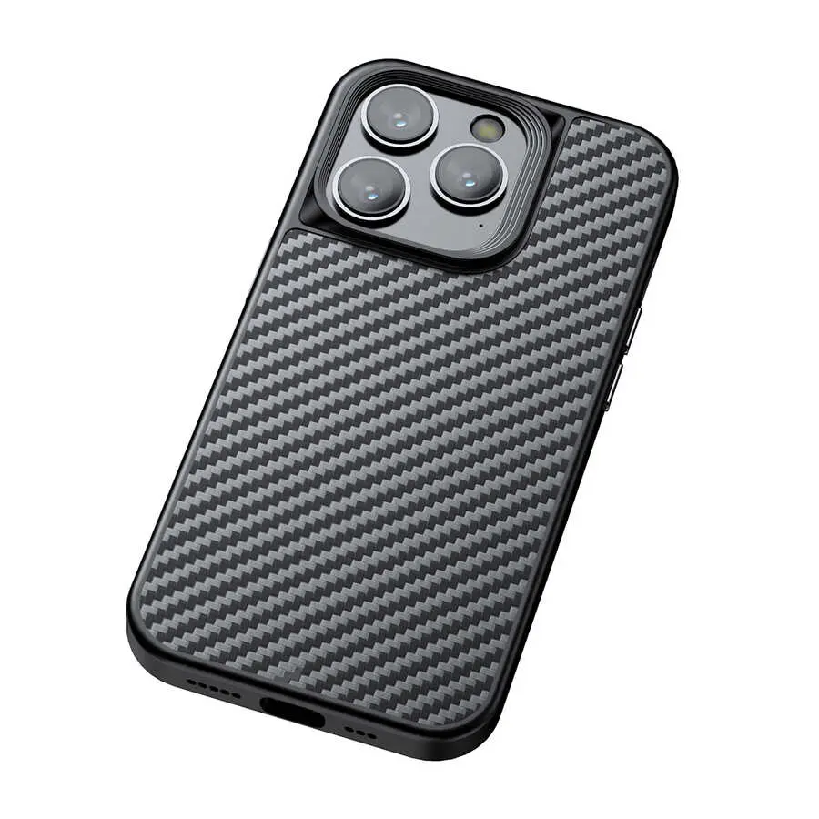 Apple iPhone 14 Pro Max Kılıf Aramid Karbon Fiber M-safe Özellikli Wlons Radison Kapak