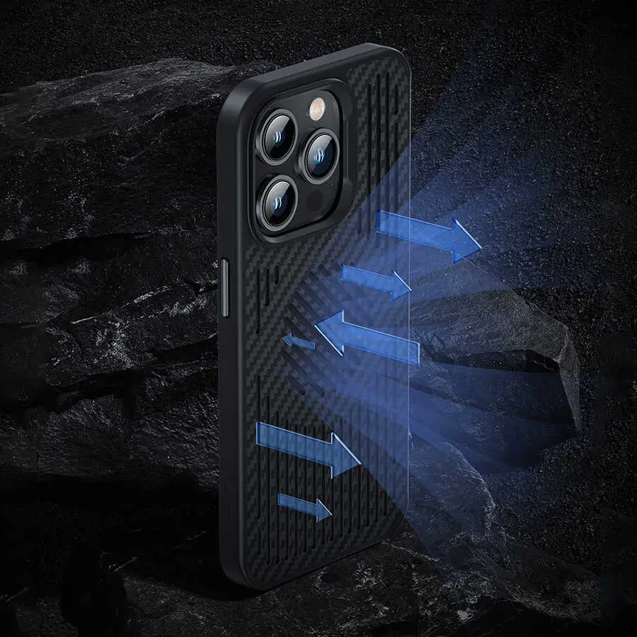 iPhone 14 Pro Max MagSafe Uyumlu Kevlar Karbon Kılıf - Benks Magnetic Cooling