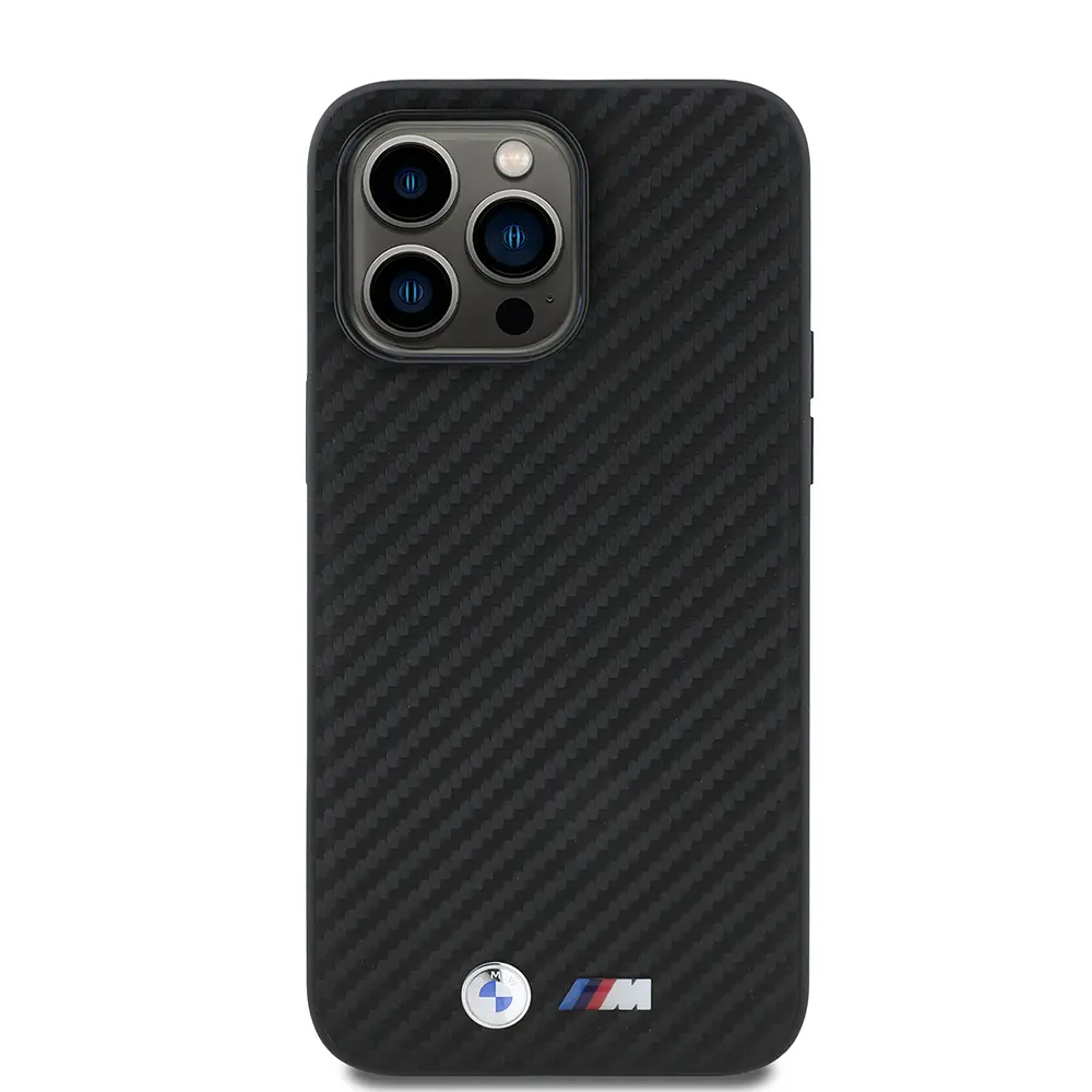 iPhone 14 Pro Max Kılıf, Karbon Fiber Tasarımlı PU Deri - BMW Lisanslı