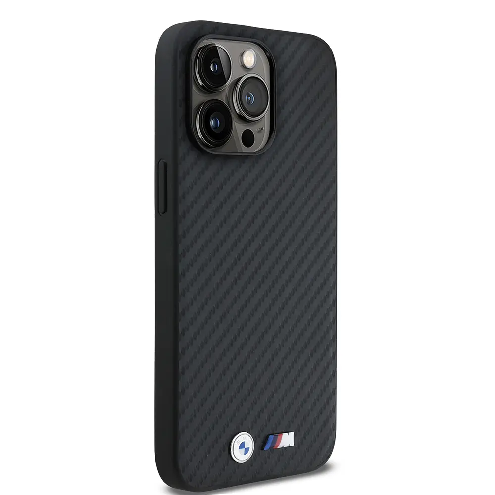 iPhone 14 Pro Max Kılıf, Karbon Fiber Tasarımlı PU Deri - BMW Lisanslı