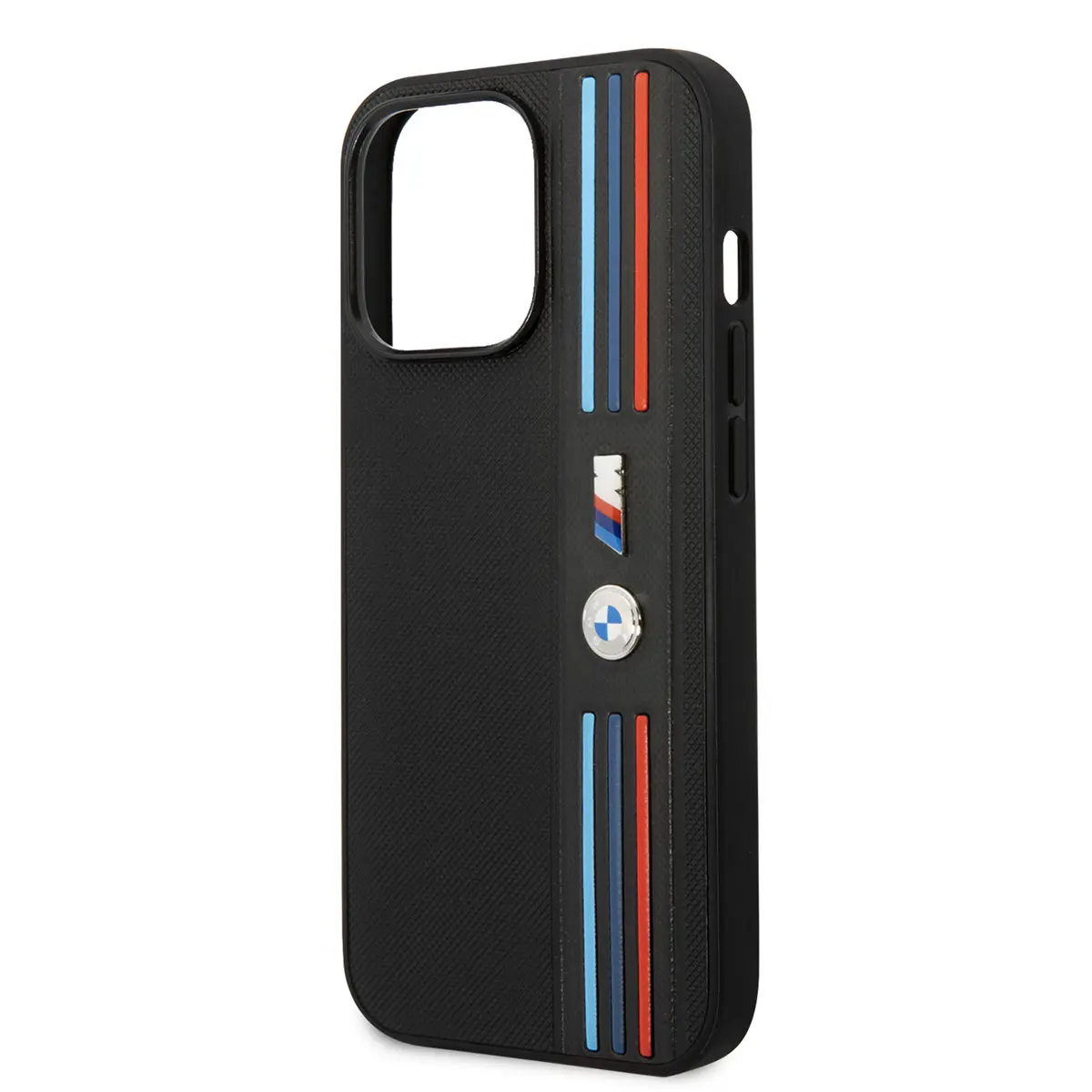 iPhone 14 Pro Max PU Deri Kılıf, Üç Renkli Çizgili - BMW