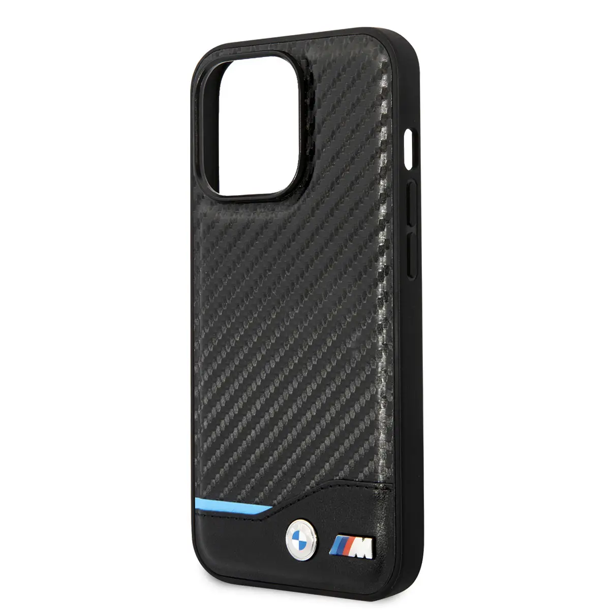 iPhone 14 Pro Max PU Deri ve Karbon Desenli Kılıf - BMW