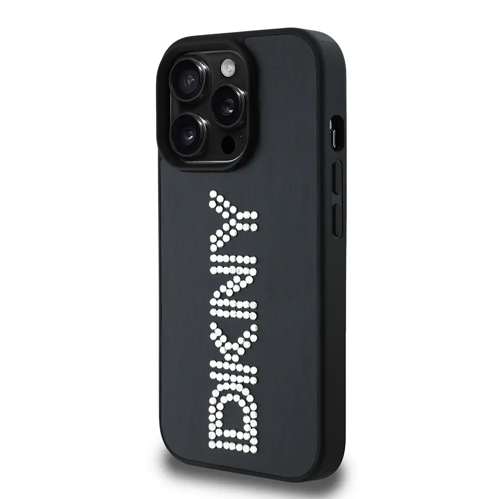 iPhone 14 Pro Max Taşlı Metalik PU Deri Kılıf - DKNY Lisanslı