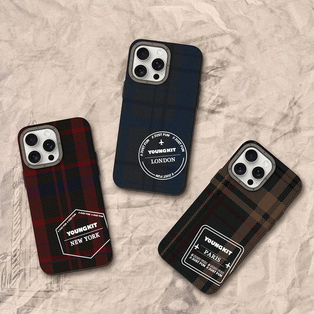 iPhone 14 Pro Max Ekose Desenli Kılıf - Youngkit Gezhi Serisi