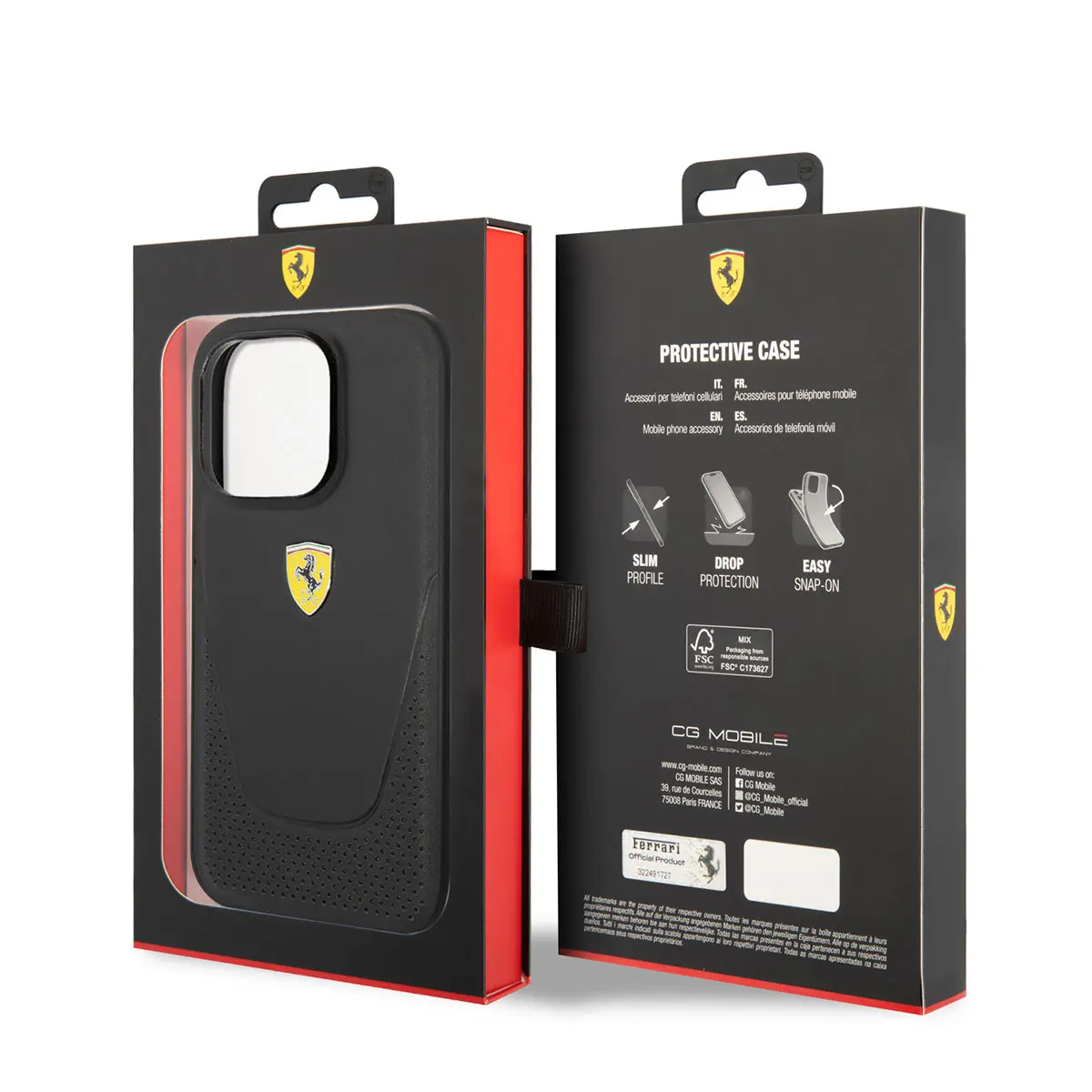 iPhone 14 Pro Max Delikli Deri Kılıf - Ferrari Lisanslı