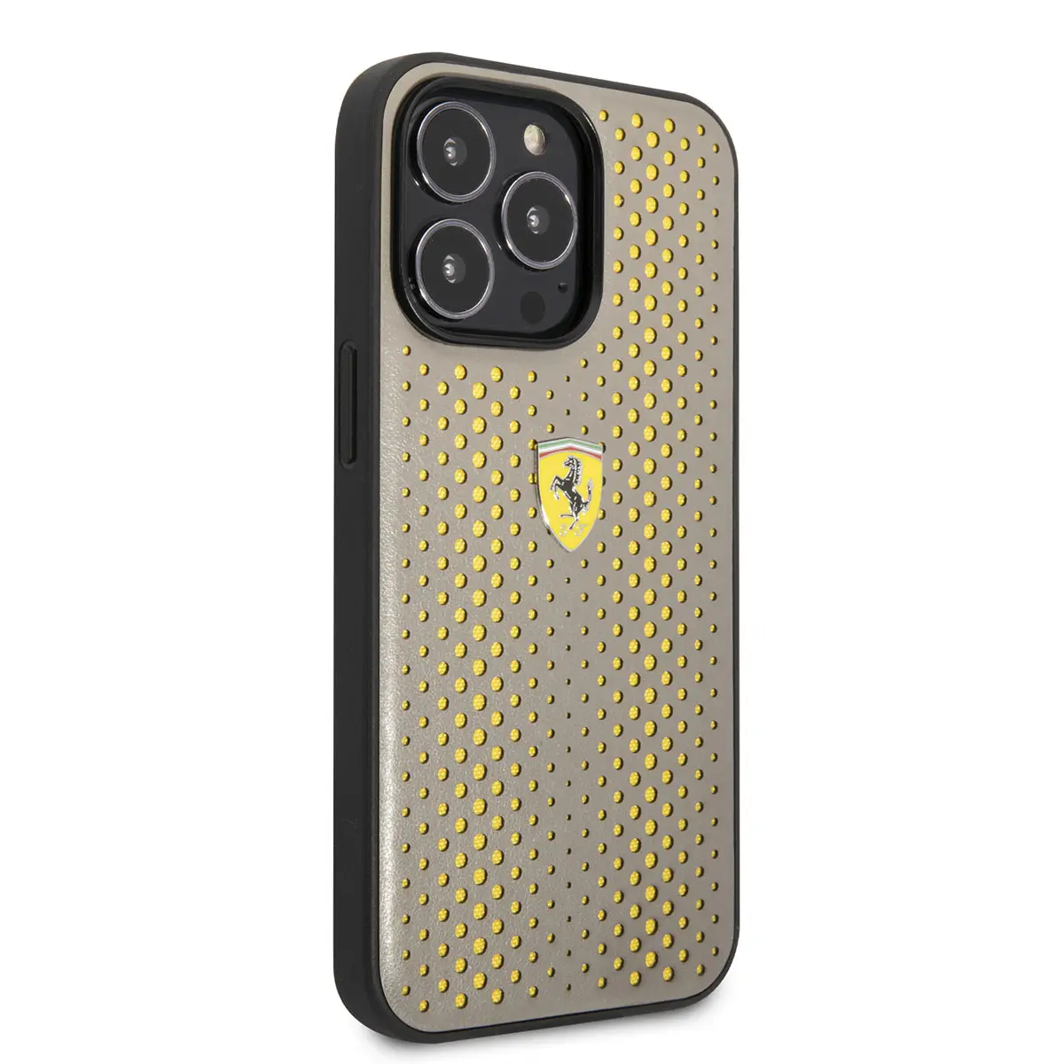 iPhone 14 Pro Max Deri Kılıf, Sarı Noktalı Tasarım - Ferrari