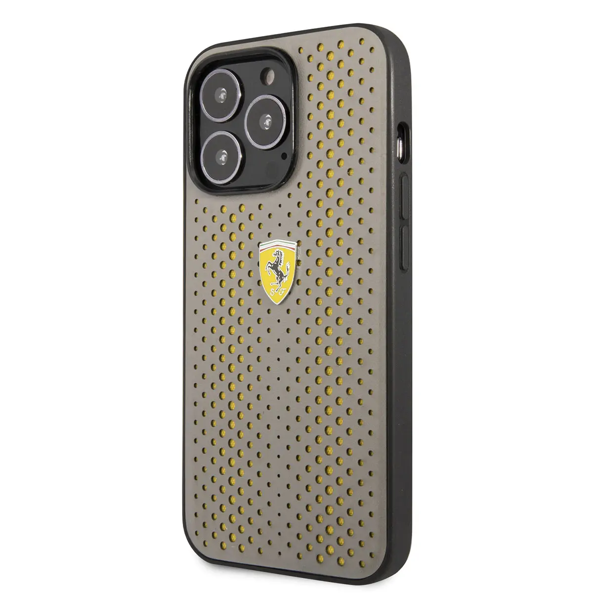 iPhone 14 Pro Max Deri Kılıf, Sarı Noktalı Tasarım - Ferrari