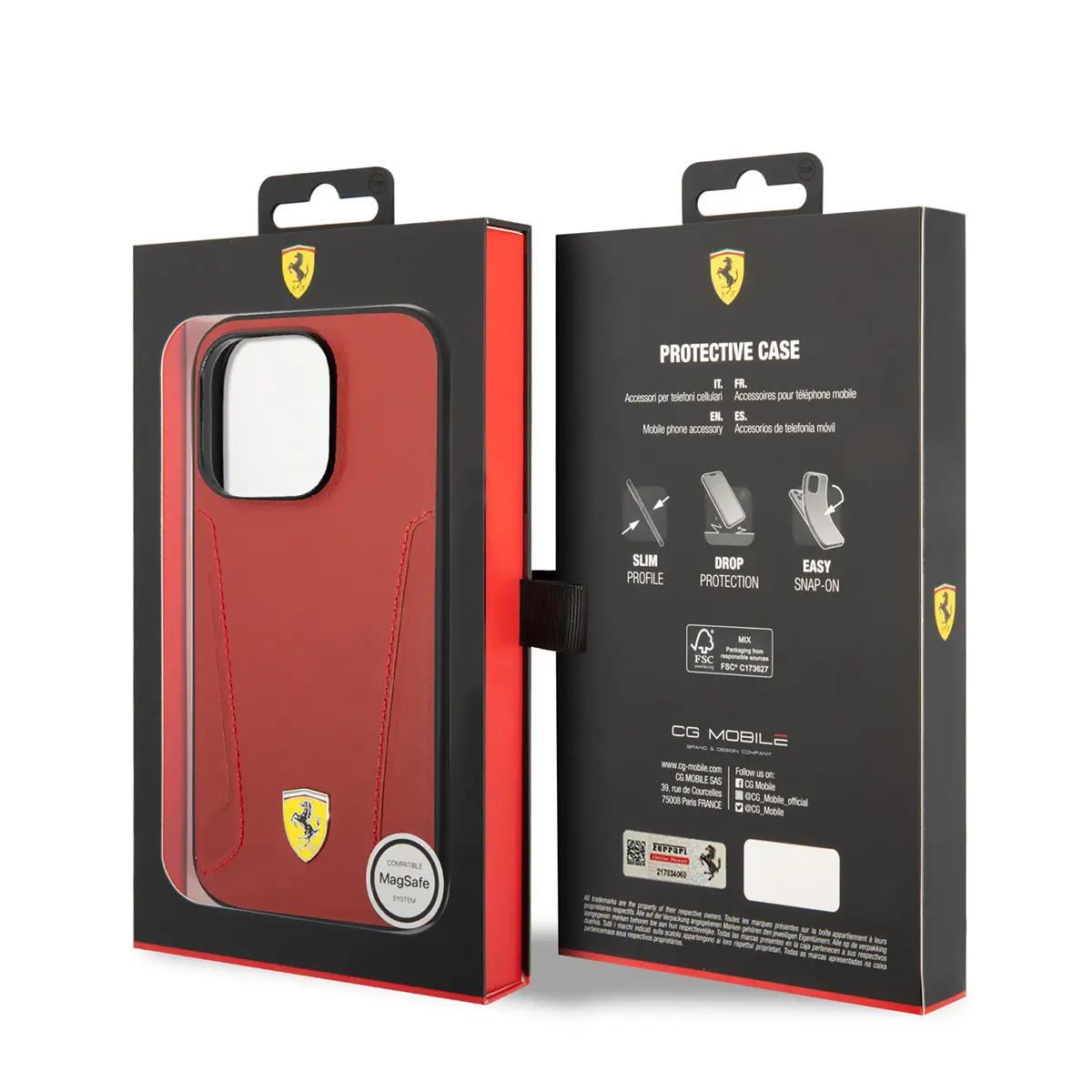 iPhone 14 Pro Max MagSafe Uyumlu Deri Kenarlı Kılıf - Ferrari
