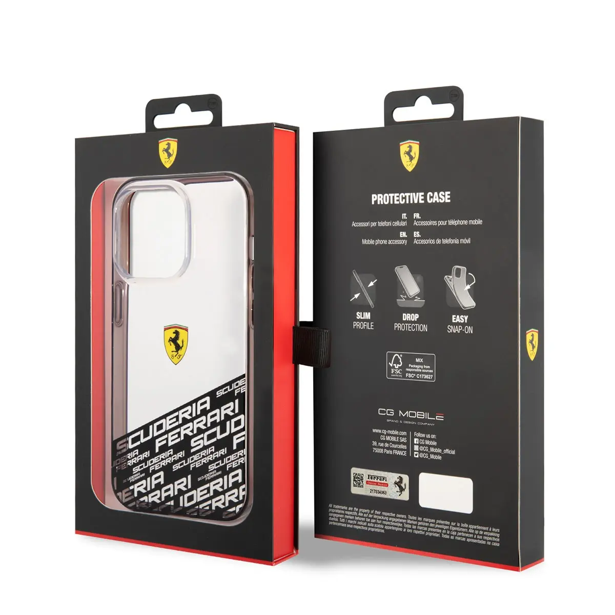 iPhone 14 Pro Max Şeffaf Kılıf, Alt Kısım Baskılı - Ferrari