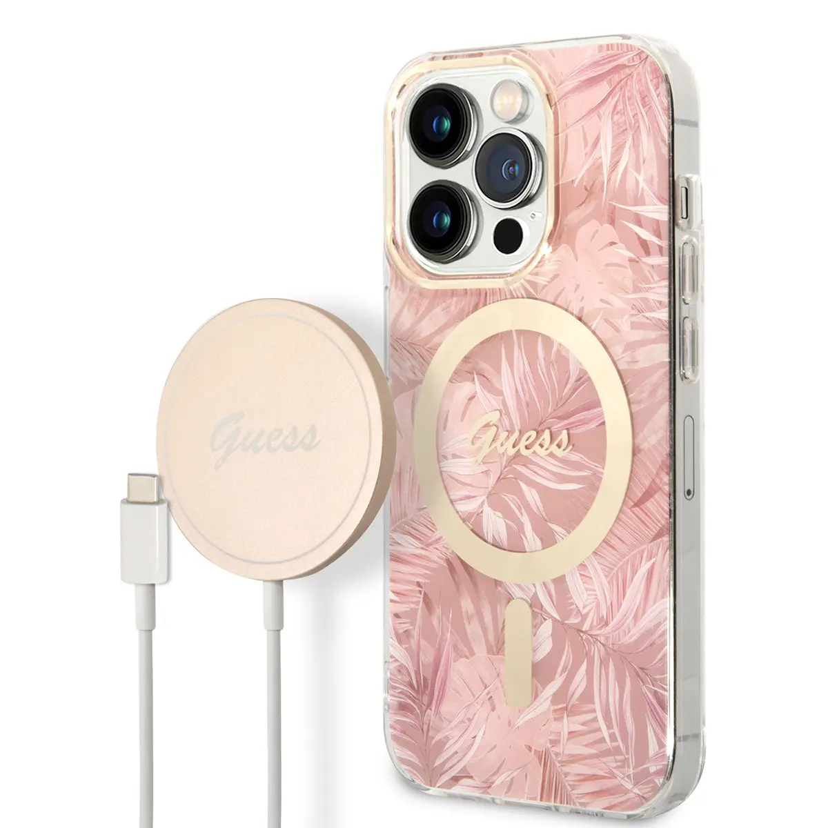 iPhone 14 Pro Max MagSafe Uyumlu Yaprak Desenli Kılıf - Guess