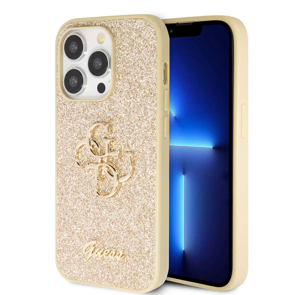 iPhone 14 Pro Max Kılıf, 4G Büyük Metal Logolu Glitter Kapak - Guess