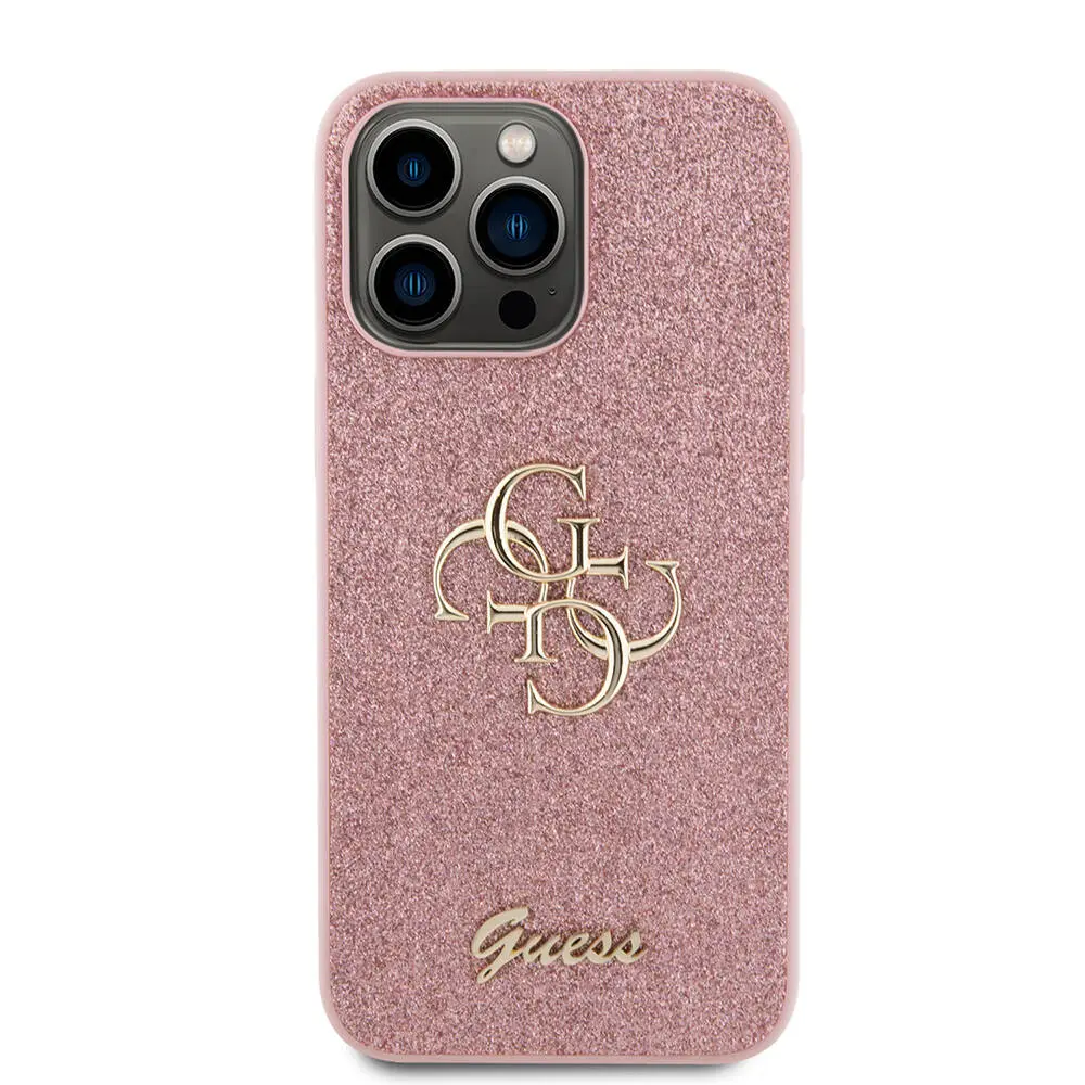 iPhone 14 Pro Max Kılıf, 4G Büyük Metal Logolu Glitter Kapak - Guess