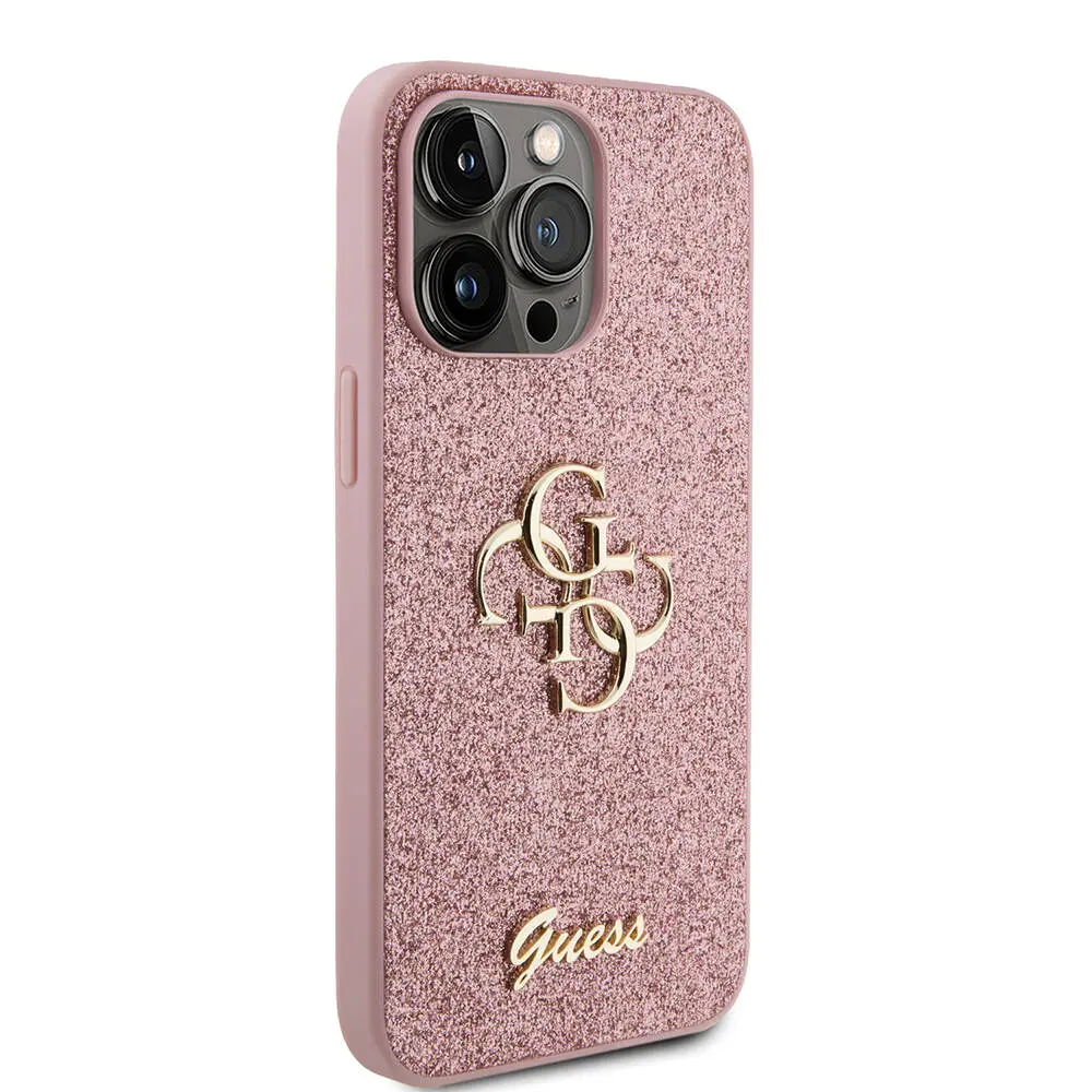 iPhone 14 Pro Max Kılıf, 4G Büyük Metal Logolu Glitter Kapak - Guess