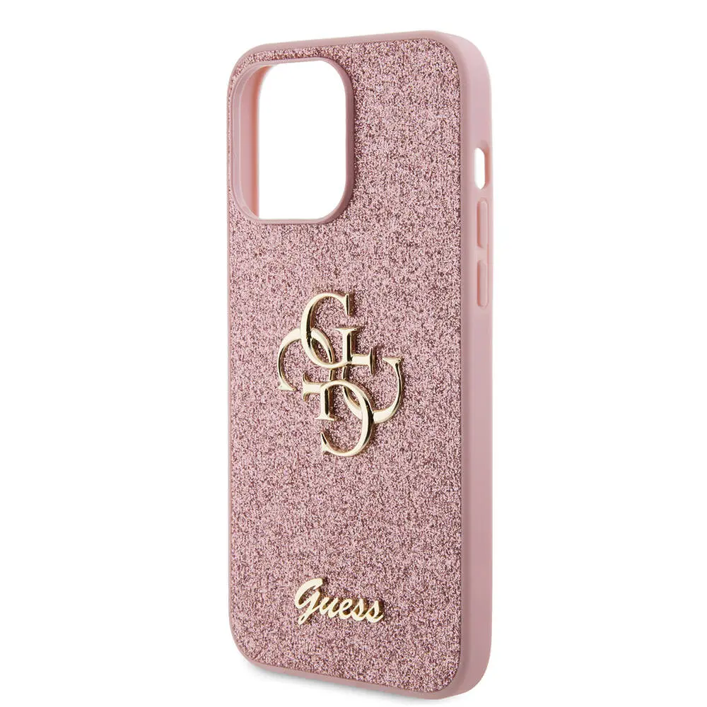 iPhone 14 Pro Max Kılıf, 4G Büyük Metal Logolu Glitter Kapak - Guess