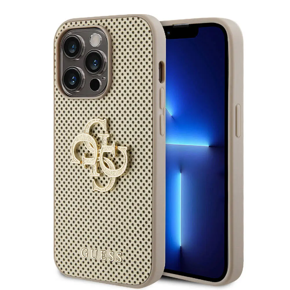 iPhone 14 Pro Max Delikli Yazı ve 4G Glitter Metal Logolu Kılıf - Guess