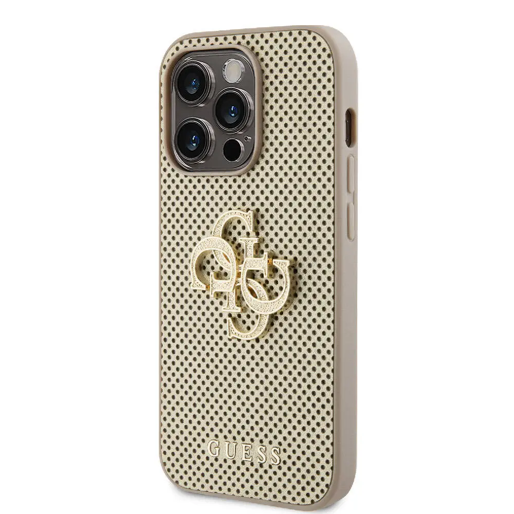 iPhone 14 Pro Max Delikli Yazı ve 4G Glitter Metal Logolu Kılıf - Guess