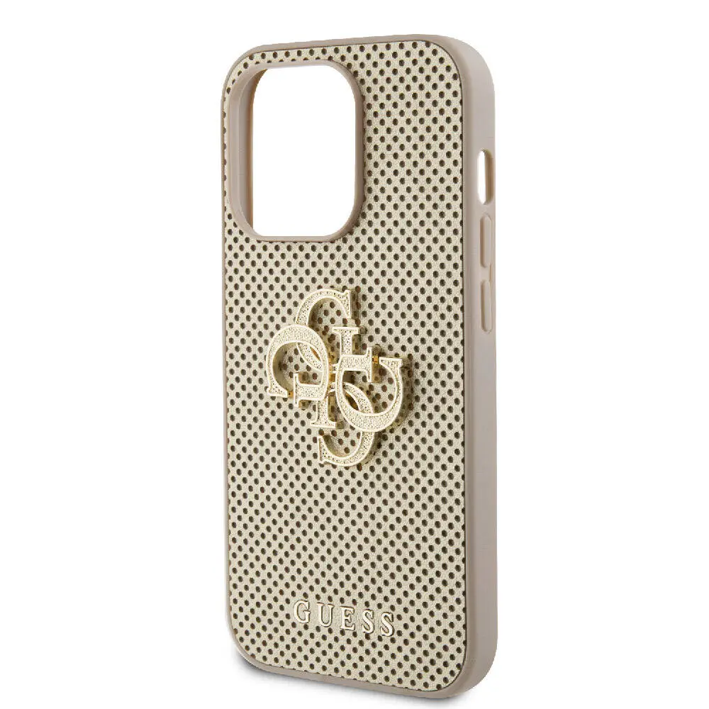 iPhone 14 Pro Max Delikli Yazı ve 4G Glitter Metal Logolu Kılıf - Guess