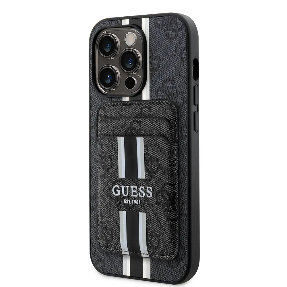 iPhone 14 Pro Max MagSafe Uyumlu Kartlıklı Kılıf - Guess 4G Çizgili