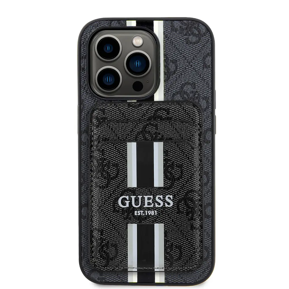 iPhone 14 Pro Max MagSafe Uyumlu Kartlıklı Kılıf - Guess 4G Çizgili